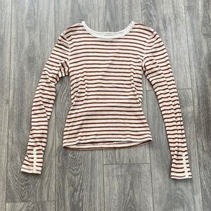 Abercrombie & Fitch - Light Brown & Off White Long Sleeve Knit Top - Size S